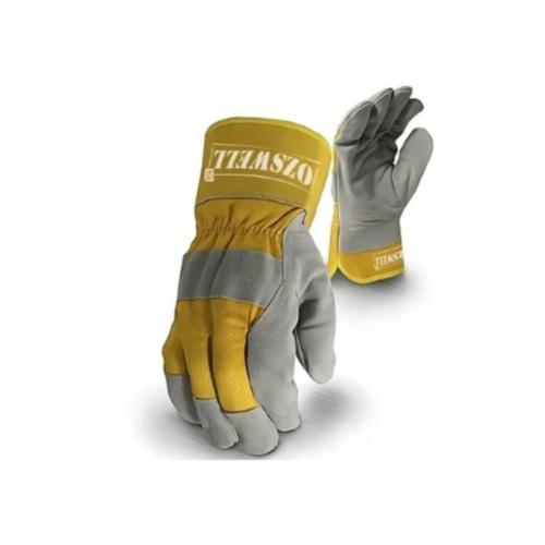 Ozswell Yellow & Grey Rigger Welding Leather Safety Gloves