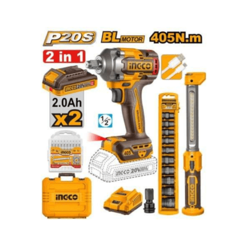 INGCO 20v Cordless 2 pcs combo kit COSLI23056 Cordless Impact Wrench (1/2 inch)