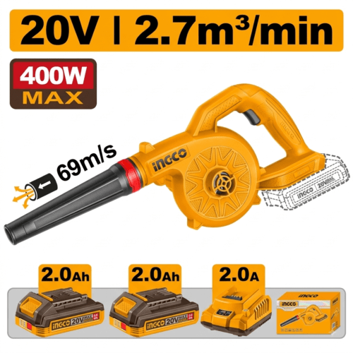 INGCO 20V Cordless Blower with 2 Batteries & 1 Charger